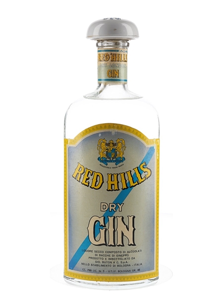 Red Hills Dry London Gin Bottled 1950s - Buton 75cl / 45%