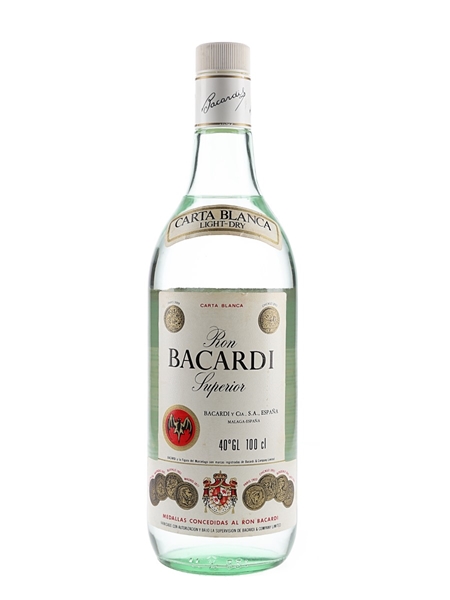 Bacardi Superior Rum Bottled 1980s - Malaga 100cl / 40%