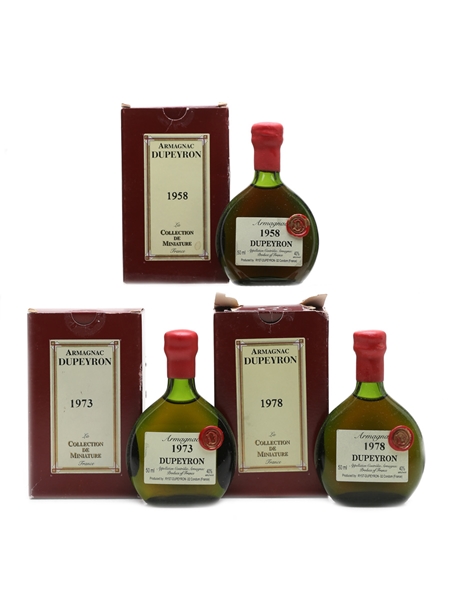 Dupeyron Vintage Armagnac Miniatures 1958, 1973, 1978 3 x 5cl / 40%