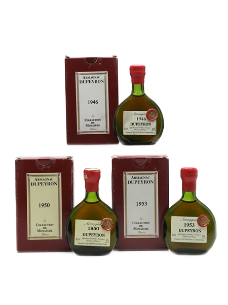 Dupeyron Vintage Armagnac Miniatures 1946, 1950, 1953 3 x 5cl / 40%