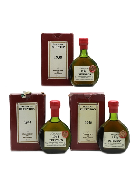 Dupeyron Vintage Armagnac Miniatures 1938, 1943, 1946 3 x 5cl / 40%