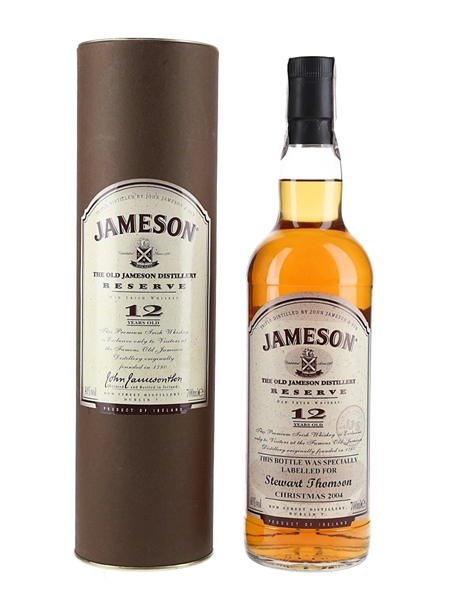 Jameson 12 Year Old Distillery Exclusive Bottled 2004 - The Old Jameson Distillery Reserve 70cl / 40%