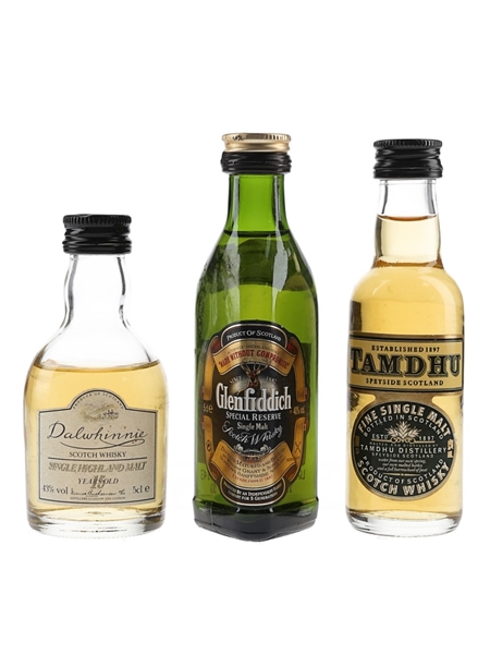 Dalwhinnie 15 Year Old, Glenfiddich Special Reserve & Tamdhu  3 x 5cl