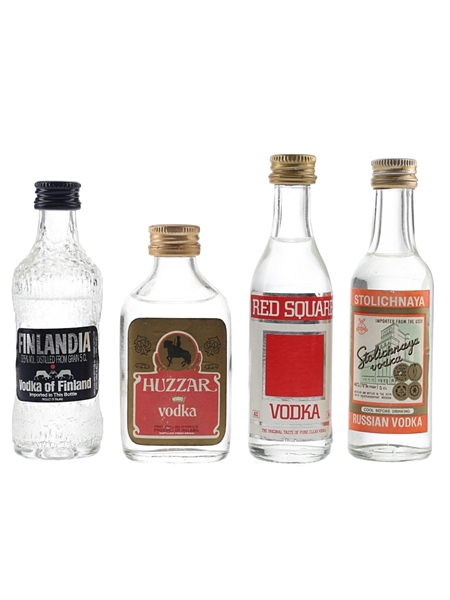 Finlandia, Huzzar, Red Square & Stolichnaya  4 x 4.7cl-5cl