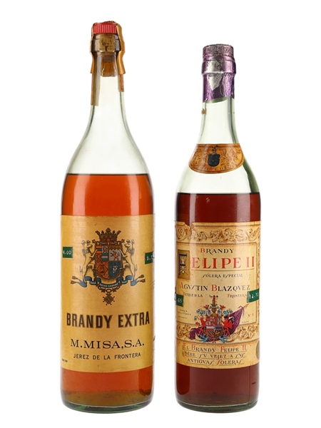 Felipe II Brandy & Jerez De La Frontera Brandy Bottled 1970s 2 x 70cl - 75cl