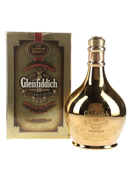 Glenfiddich 18 Year Old Superior Reserve 23 Carat Gold Ceramic Decanter 70cl / 43%