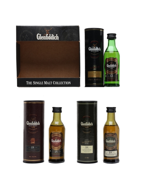 Glenfiddich Single Malt Collection 12, 15 & 18 Year Old Set 3 x 5cl / 40%