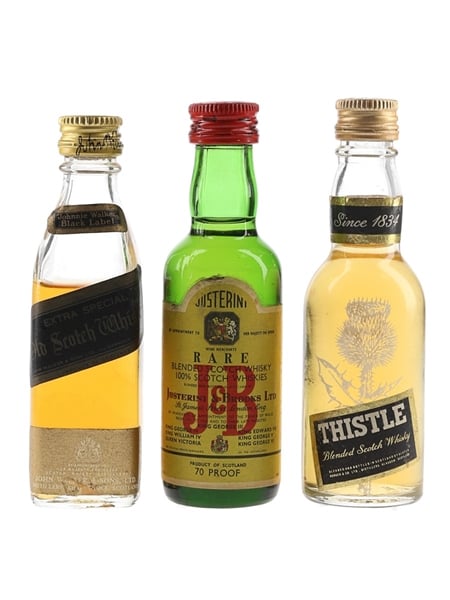 Johnnie Walker, J&B Rare & Thistle Bottled 1970s 3 x 5cl