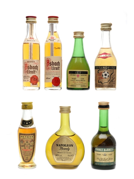 Assorted Brandy Bottled 1980s 7 x 3cl-5cl