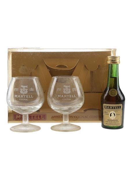 Martell Medaillon VSOP Glasses Gift Pack Bottled 1980s 3cl / 40%