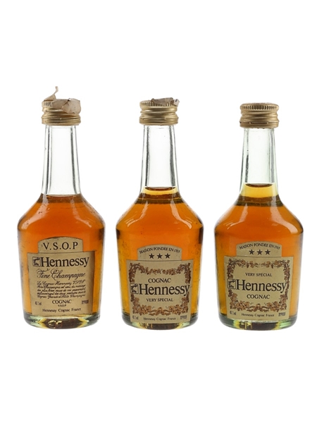 Hennessy 3 Star & VSOP Bottled 1970s-1980s 3 x 5cl / 40%