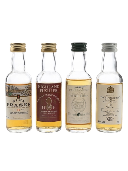 Glen Fraser, Highland Fusilier, Parliament & Strathconon Bottled 1990s 4 x 5cl / 40%