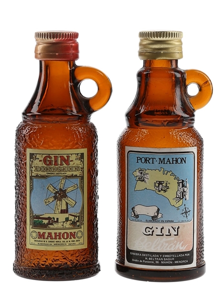 Port Mahon & Mahon Xoriguer Gin Bottled 1980s 2 x 4.2cl / 38%