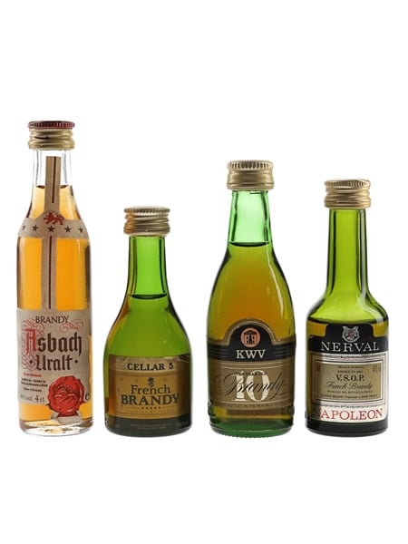 Asbach Uralt, Cellar 5, KWW Brandy & Nerval VSOP  4 x 3cl-5cl