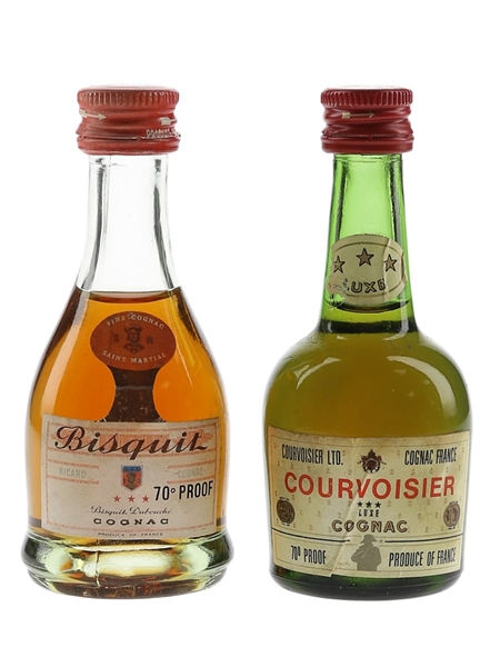 Bisquit & Courvoisier 3 Star Bottled 1970s 2 x 3cl / 40%