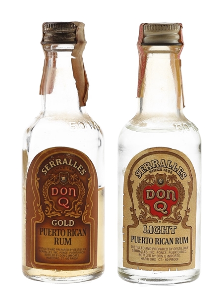 Don Q Gold & Light Puerto Rican Rum Bottled 1970s 2 x 5cl / 40%