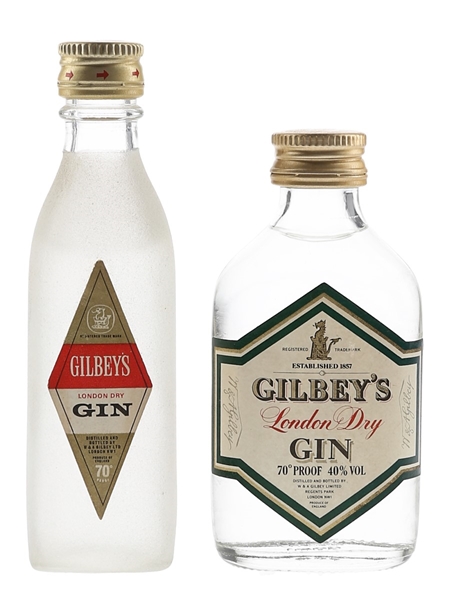 Gilbey's London Dry Gin Bottled 1970s-1980s 2 x 5cl / 40%