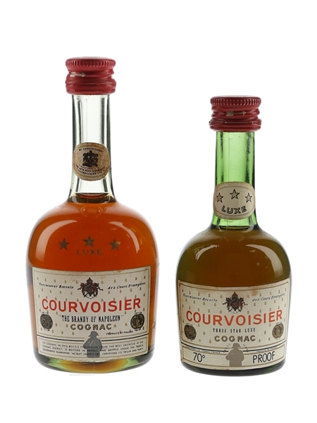Courvoisier 3 Star Luxe Bottled 1970s 2 x 3cl-5cl / 40%