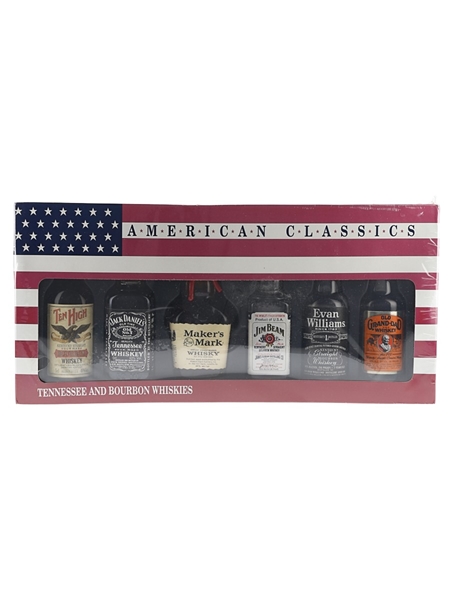 American Classics Set Ten High, Jack Daniel's, Maker's Mark, Jim Beam, Evan Williams & Old Grand-Dad 6 x 5cl