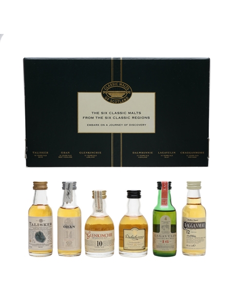 Classic Malts Of Scotland Miniatures Set Talisker, Oban, Glenkinchie, Dalwhinnie, Lagavulin, Cragganmore 6 x 5cl