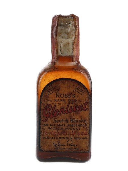 Ross's Rare Old Glenlivet 12 Year Old Bottled 1930s - Hepburn & Ross Inc 4.7cl / 45%