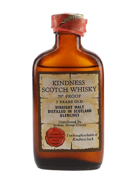 Kindness 7 Year Old Straight Malt Bottled 1960s - Aidees, Bovey Tracey 5cl / 40%