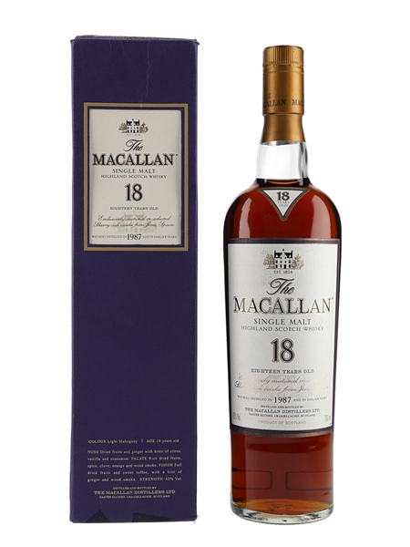 Macallan 18 Year Old Distilled 1987 and Earlier 70cl / 43%