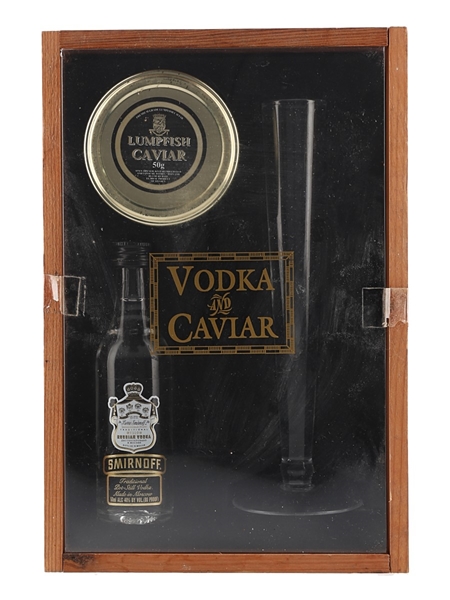 Smirnoff Black Label Vodka And Caviar Glass Set Bottled 2000s 5cl / 40%