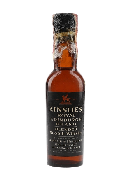 Ainslie's Royal Edinburgh Brand Spring Cap Bottled 1940s-1950s - Hulse Import Co. 4.7cl / 43.4%