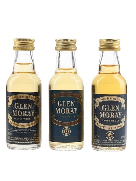 Glen Moray 12 Year Old & 16 Year Old Bottled 1990s 3 x 5cl / 40%