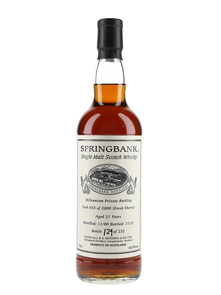 Springbank 2000 21 Year Old Bottled 2021 - Millennium Private Cask Bottling 70cl / 43%