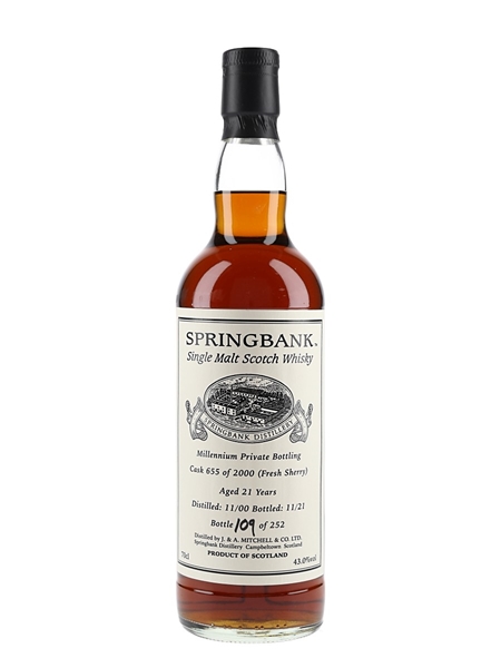 Springbank 2000 21 Year Old Bottled 2021 - Millennium Private Cask Bottling 70cl / 43%