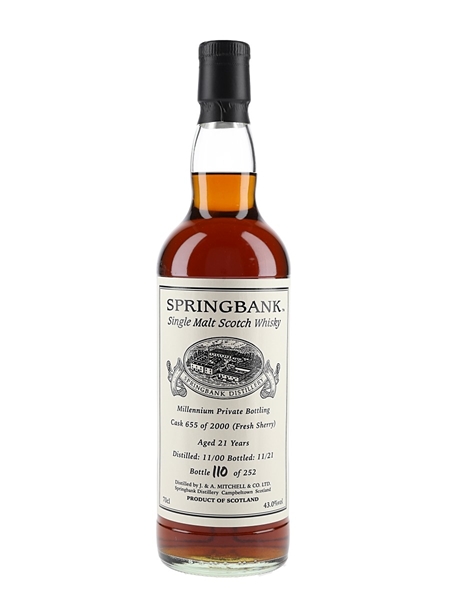 Springbank 2000 21 Year Old Bottled 2021 - Millennium Private Cask Bottling 70cl / 43%