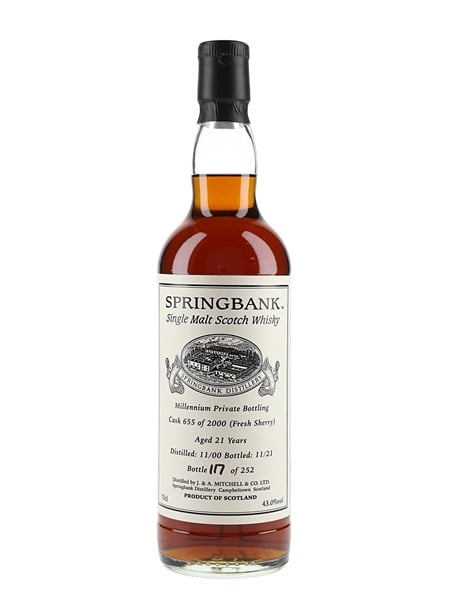 Springbank 2000 21 Year Old Bottled 2021 - Millennium Private Cask Bottling 70cl / 43%