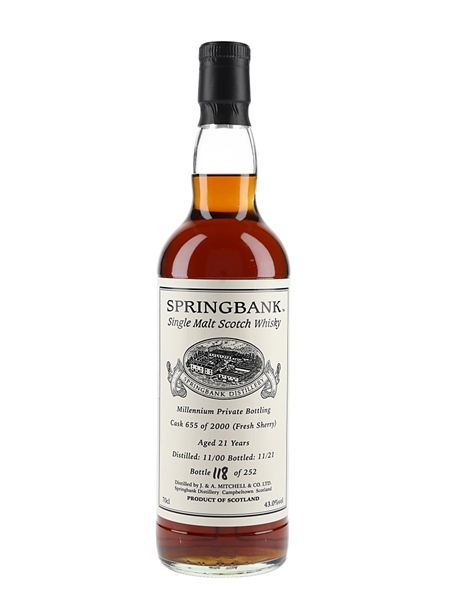 Springbank 2000 21 Year Old Bottled 2021 - Millennium Private Cask Bottling 70cl / 43%