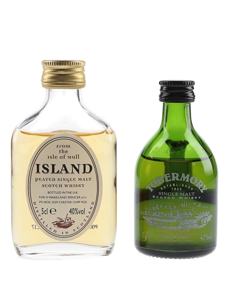 Island Peated & Tobermory Bottled 1990s-2000s 2 x 5cl / 40%