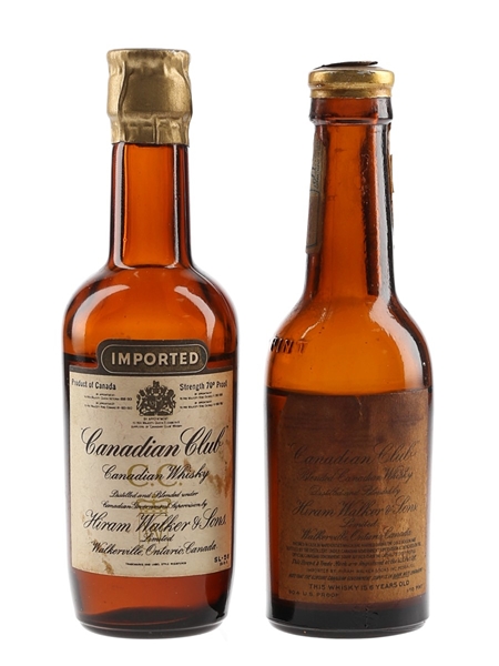 Hiram Walker Canadian Club Bottled 1940s-1950s 2 x 4.7-5cl / 40%