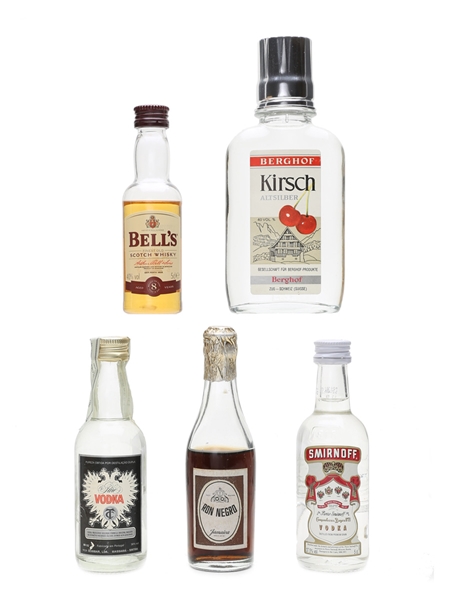 Assorted Spirit Miniatures Bell's, Smirnoff, Kirsch 10cl & 4 x 5cl