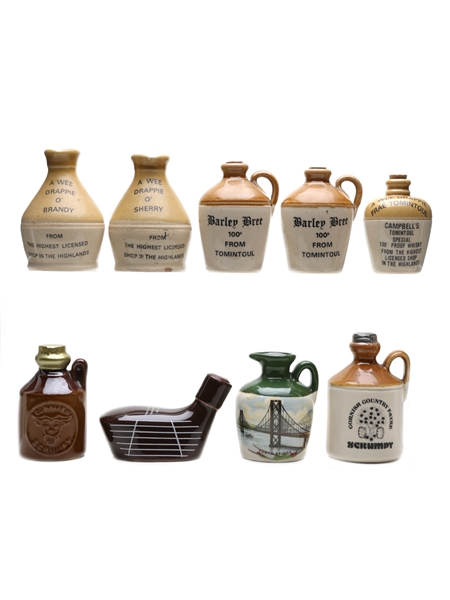 Assorted Ceramic Miniatures Tomintoul, Lindisfarne, Golf Club 9 x 3 - 5cl