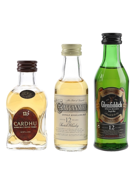 Cardhu 12 Year Old, Cragganmore 12 Year Old & Glenfiddich 12 Year Old  3 x 5cl / 40%