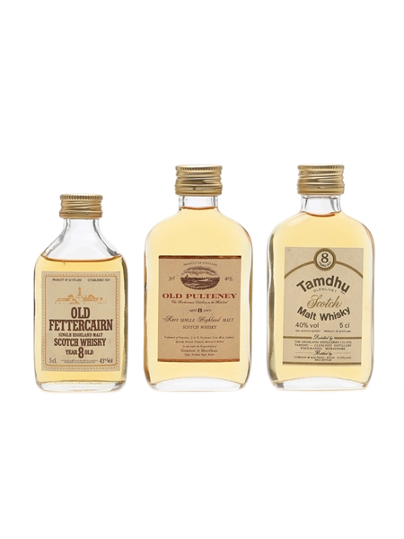 8 Year Old Single Malt Miniatures Old Pulteney, Tamdhu, Old Fettercairn 3 x 5cl