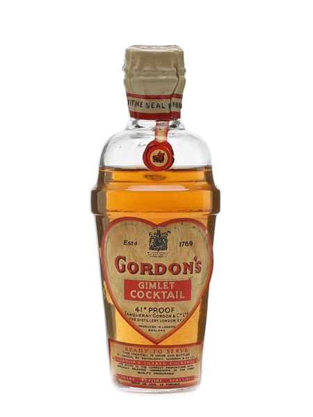 Gordon's Gimlet Cocktail Spring Cap Miniature Bottled 1950s 5cl / 23%