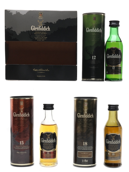 Glenfiddich Single Malt Collection 12, 15 & 18 Year Old Set 3 x 5cl / 40%