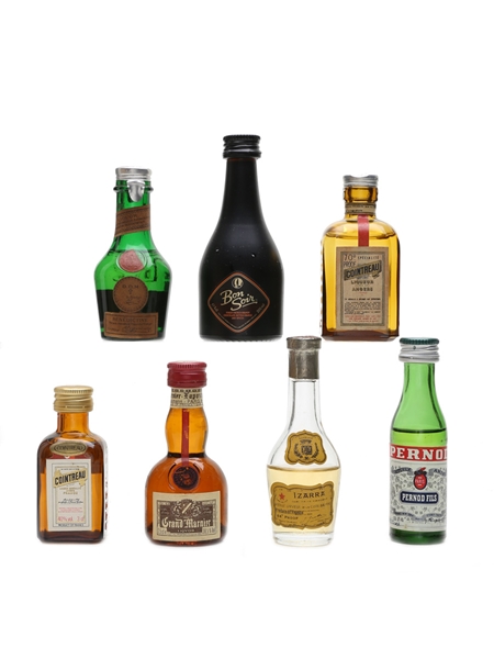 French Liqueur Miniatures Cointreau, Benedictine, Grand Marnier 7 x 2 - 5cl