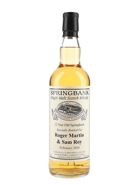 Springbank 22 Year Old Bottled 2016 - Private Cask Bottling 70cl / 52.1%