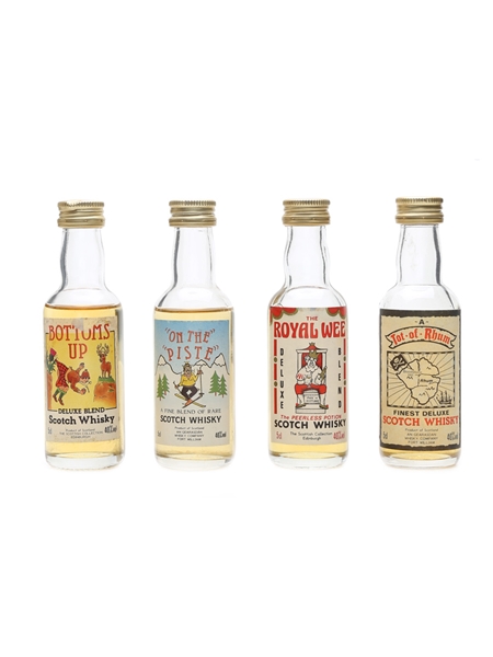 Comic Labels Whisky Miniatures  4 x 5cl