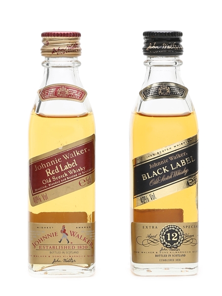 Johnnie Walker Red Label & Black Label Miniatures - Lot