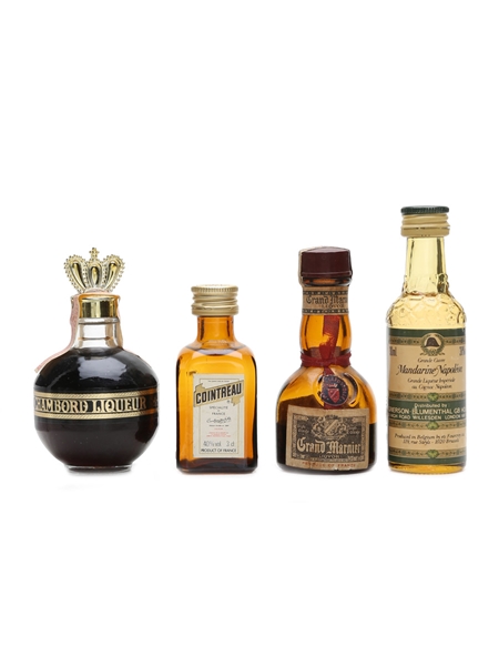 French Liqueur Miniatures Cointreau, Grand Marnier, Chambord, Mandarine Napoleon 3 x 3cl, 5cl