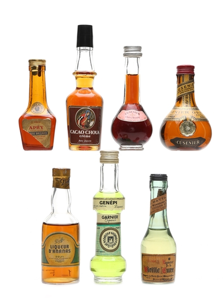 French Liqueur Miniatures Cusenier, Vieille Cure, Brizard, Garnier 7 x 3 - 5cl