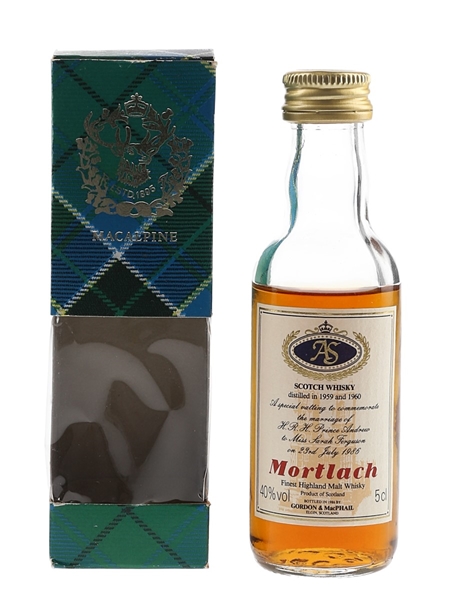 Mortlach Royal Wedding 1959 & 1960 Bottled 1986 - Gordon & MacPhail 5cl / 40%